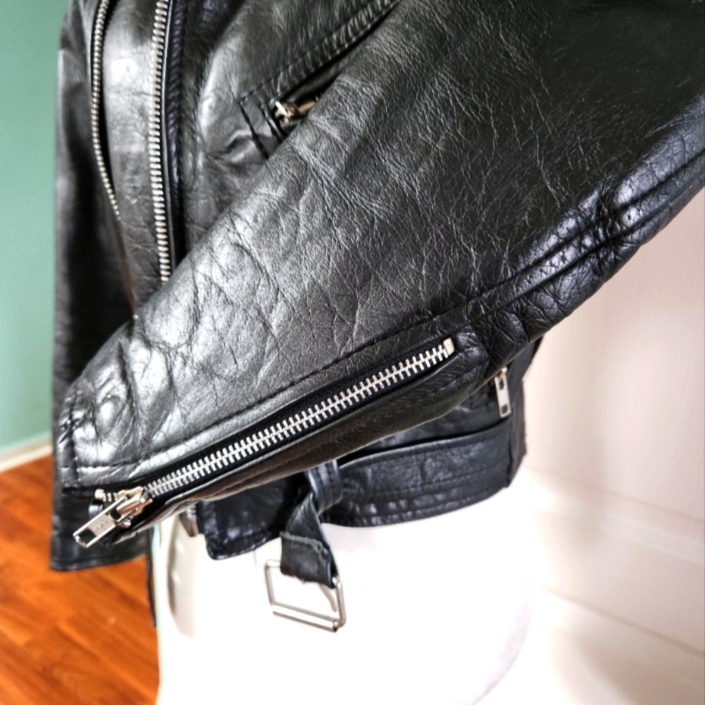 Vintage ICS Motorcycle Leather Jacket Sz.16..see Measurements - Picture 12 of 14